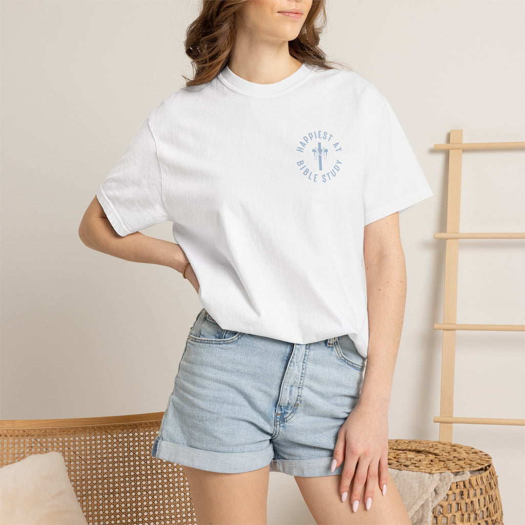 "Happiest at Bible Study" Crest T-Shirt