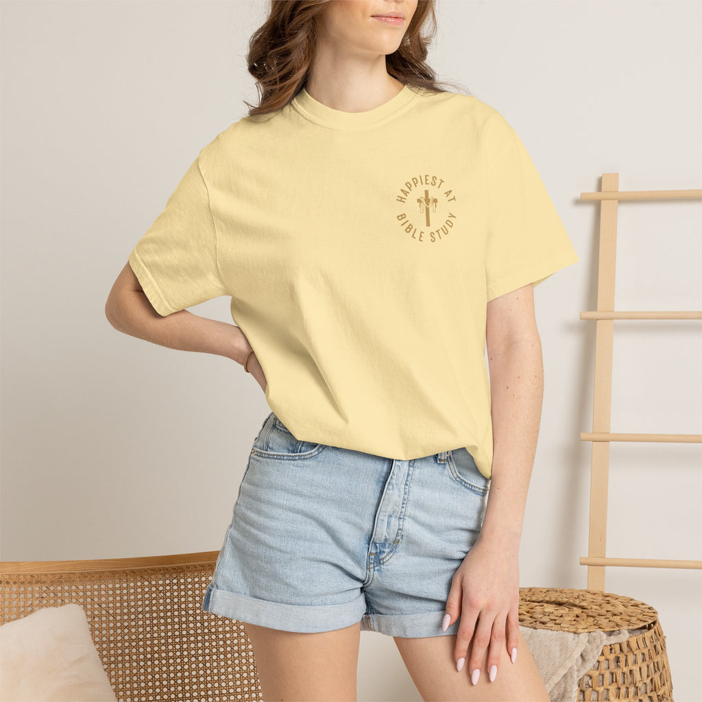 "Happiest at Bible Study" Crest T-Shirt