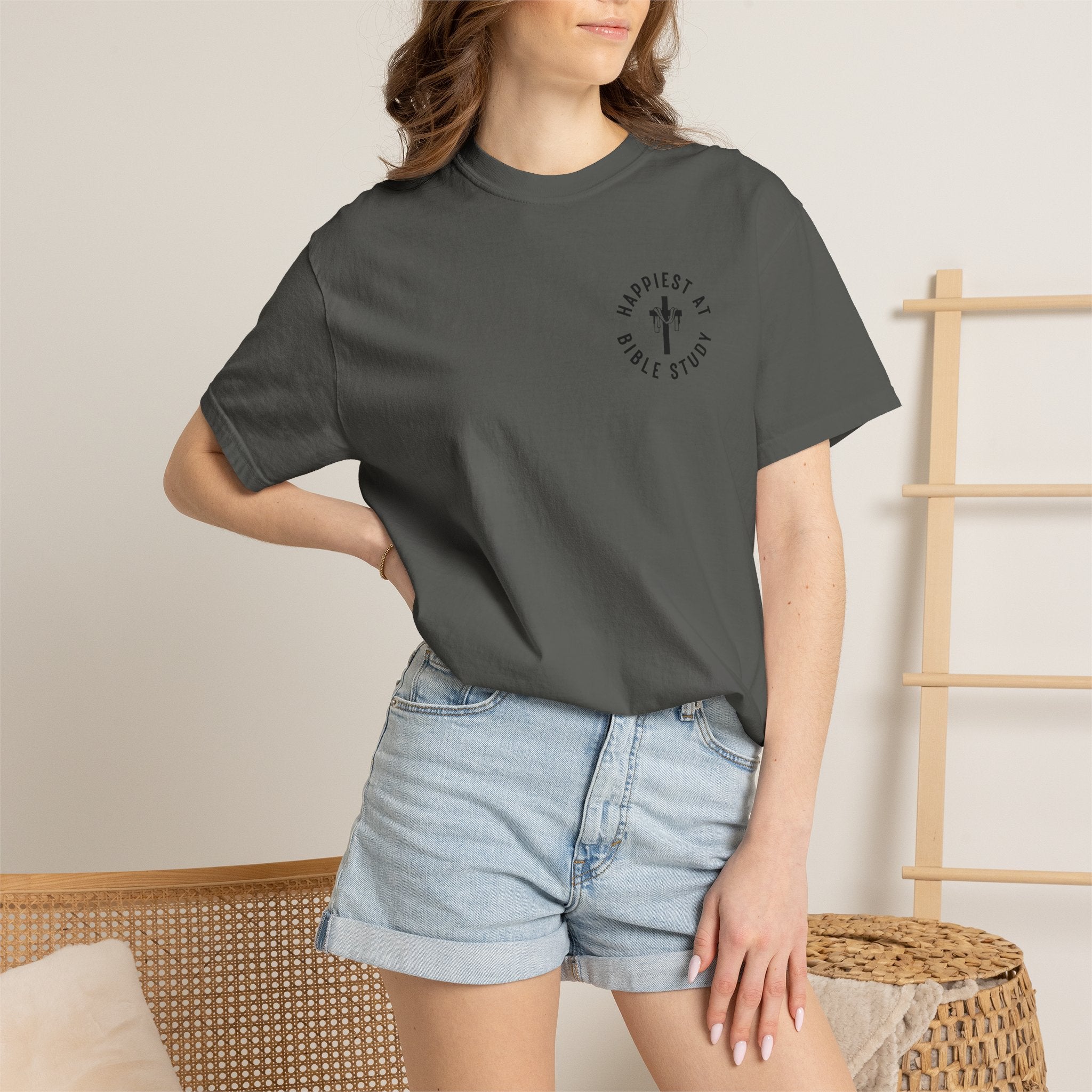 "Happiest at Bible Study" Crest T-Shirt