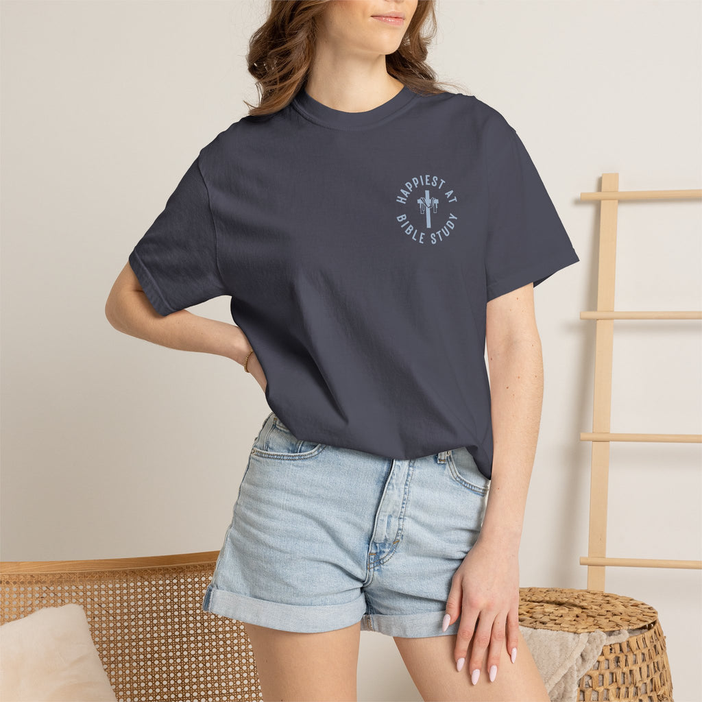 "Happiest at Bible Study" Crest T-Shirt