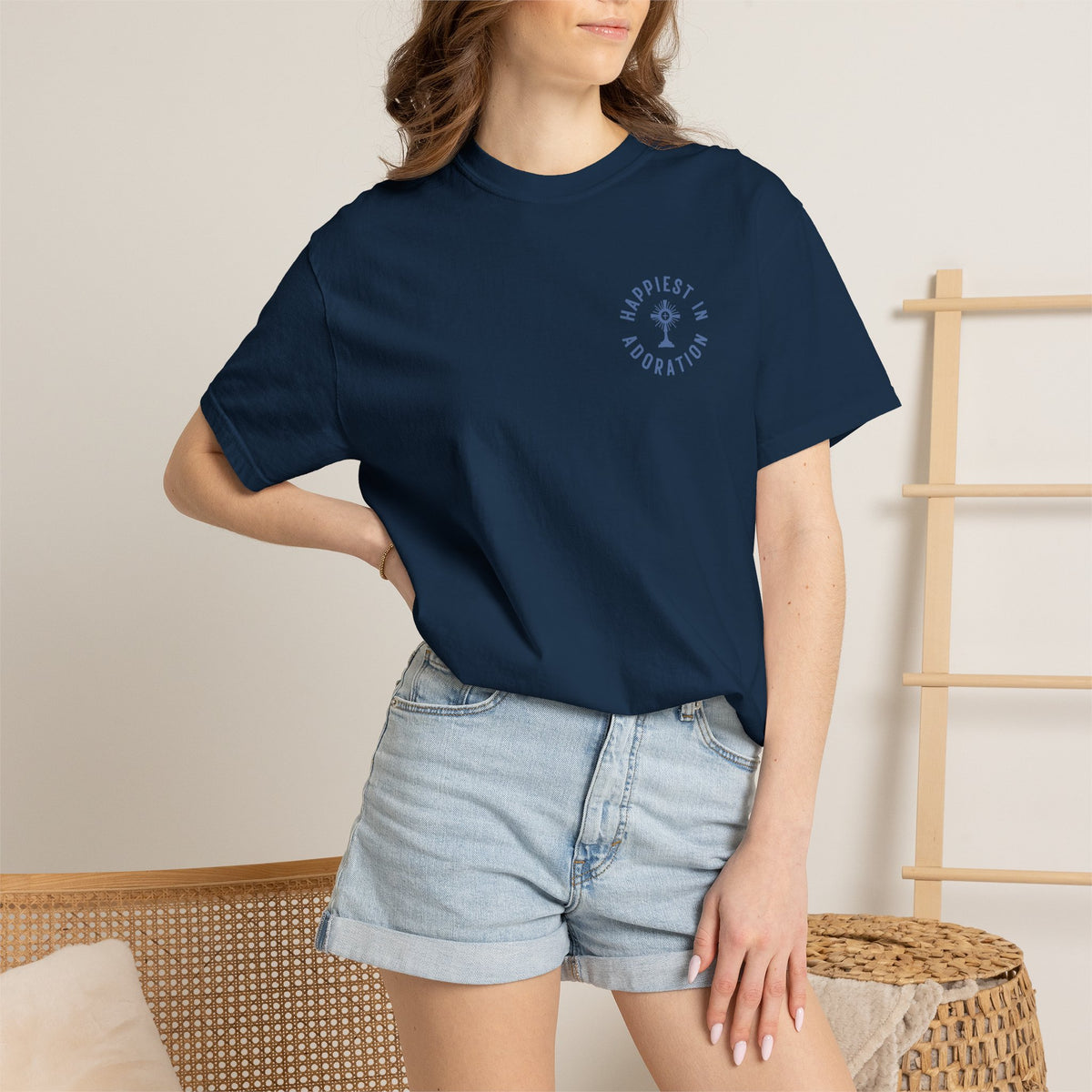 "Happiest in Adoration" Crest T-Shirt