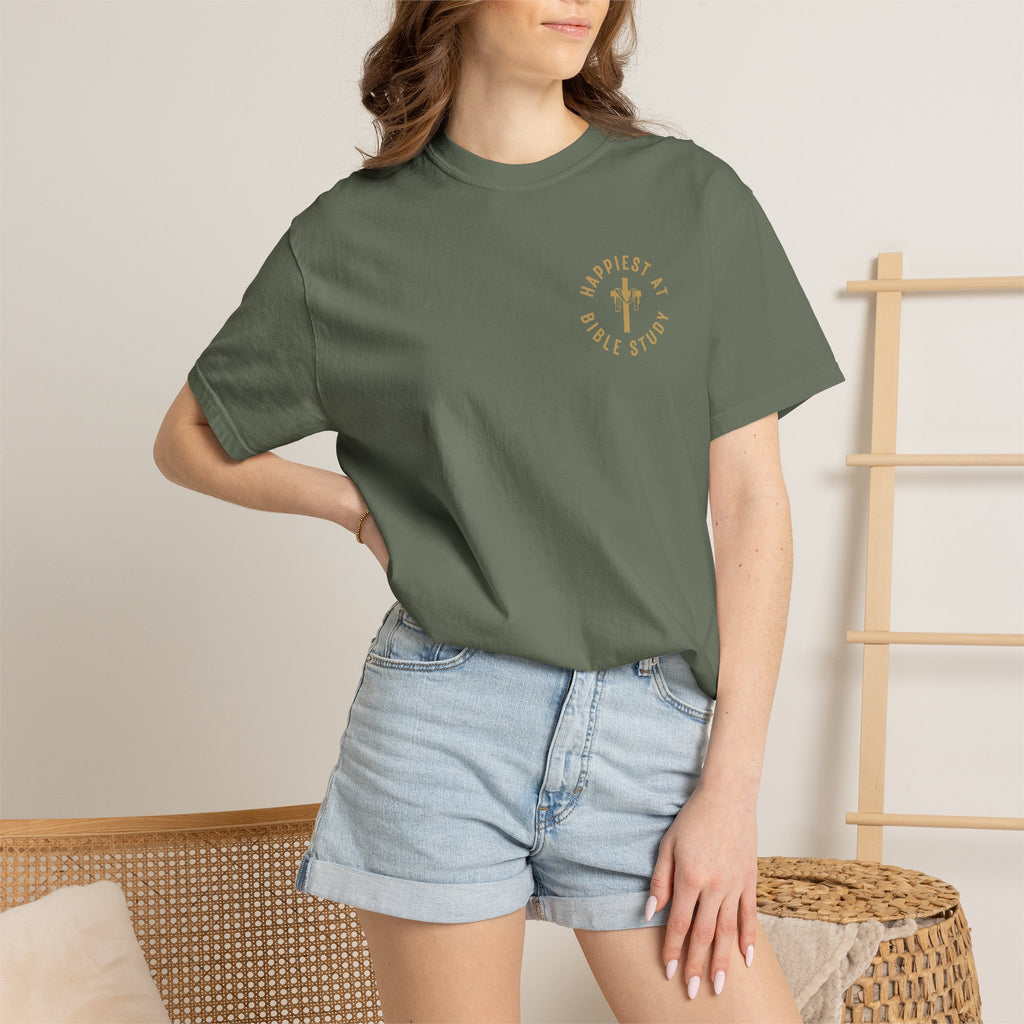 "Happiest at Bible Study" Crest T-Shirt