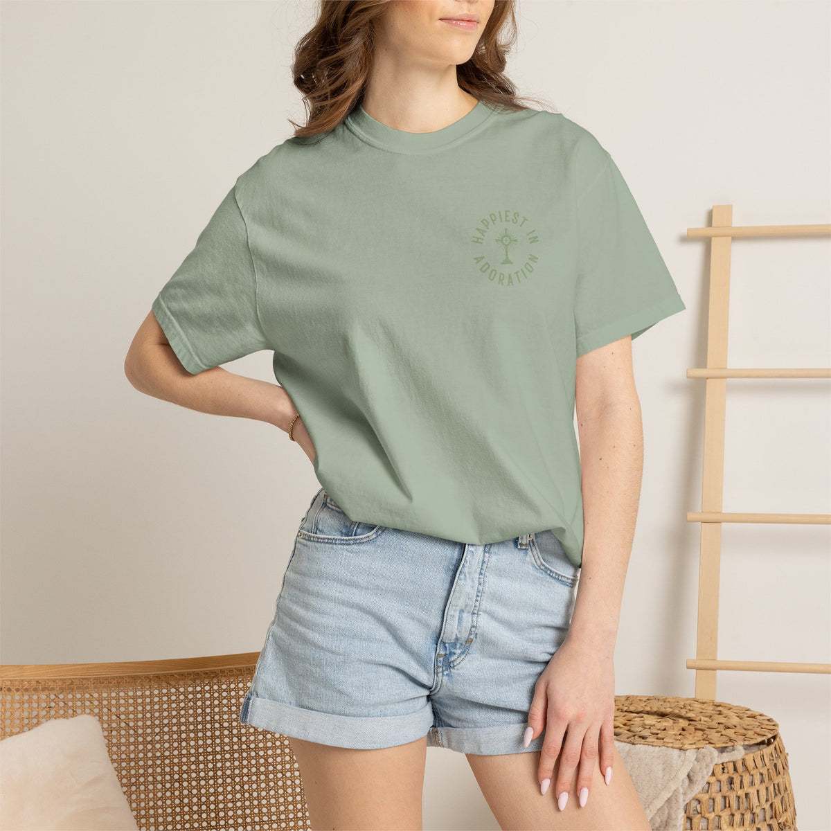 "Happiest in Adoration" Crest T-Shirt