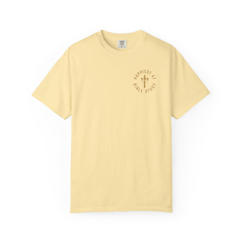"Happiest at Bible Study" Crest T-Shirt